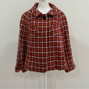 Banana Republic Houndstooth Wool Blazer Orange & Bugundy Women Medium